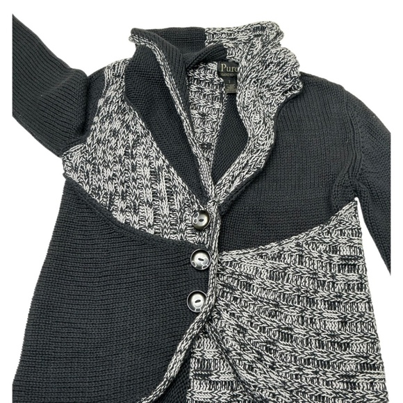 PURE Handknit Chunky Knit Crochet Cardigan Sweater - Picture 7 of 11
